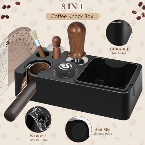 Y-Step Espresso Knock Box, 8 in 1 Espresso Tamping Station ABS for