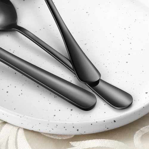 24-Piece Black Silverware Set with Steak Knives Black Stainless Steel