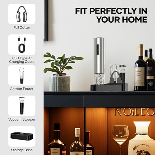 Crenova Electric Wine Opener, Rechargeable Wine Bottle Corkscrew