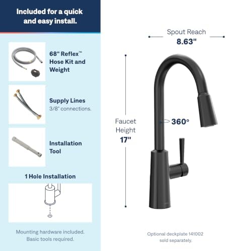 Moen Riley Touchless Pulldown Kitchen Faucet, Matte Black