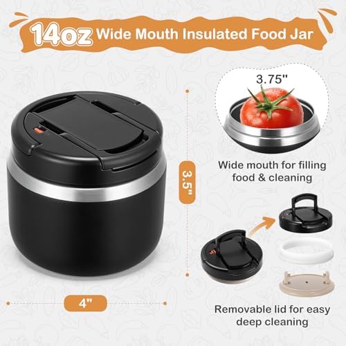 MAXSO 14oz Vacuum Insulated Food Jar with Spoon Buckle Lid, Kids Soup