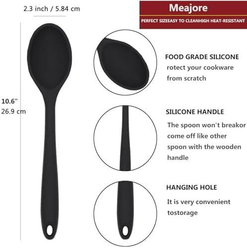 2 Pcs Silicone Spoons for Cooking Heat Resistant, Hygienic Design