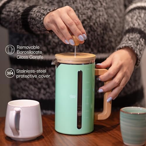 French Press Coffee Maker, 34 oz, Mint Green