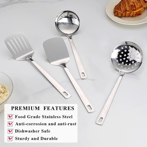 Stainless Steel Kitchen Utensils Set, 4-Piece – Slotted Turner, Solid