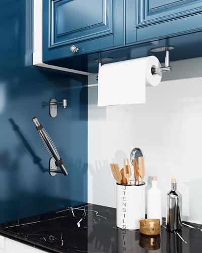 Under Cabinet Paper Towel Holder, One-Hand Operable, Silver