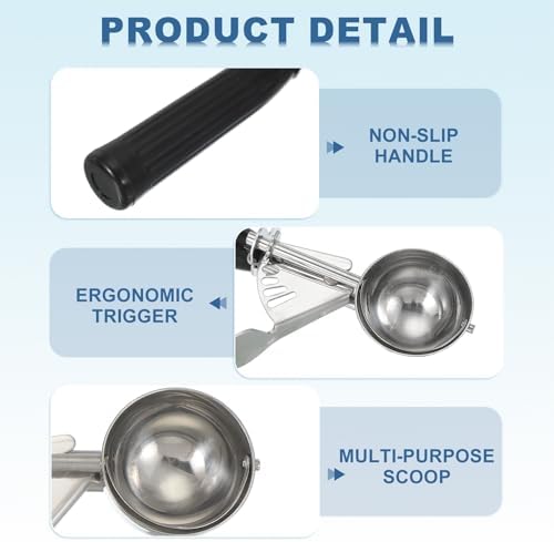 uxcell 2pcs Stainless Steel Ice Cream Scoop with Trigger, Cookie Scoop