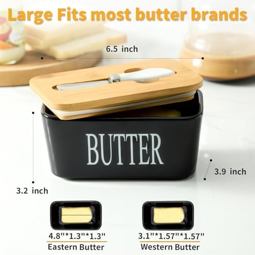 Hasense Butter Dish with Lid, Ceramic Butter Dish with Knife for
