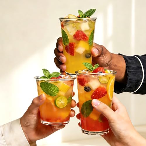 Mapoxy 12 Pack Highball Glasses Set, 12 oz & 10 oz Stackable Tumblers