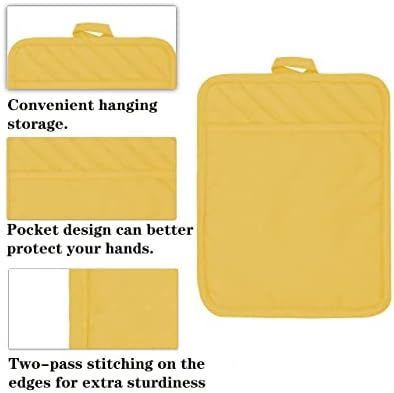 5 Oven Pot Holders with Pocket, 7x9