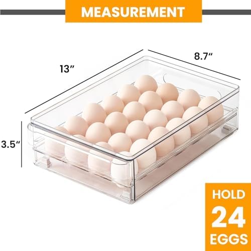 vacane 24 Capacity Egg Holder for Refrigerator, Egg Drawer for Fridge