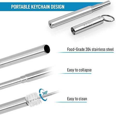 Zulay Collapsible Straw Keychain Made with Premium 304 Stainless Steel