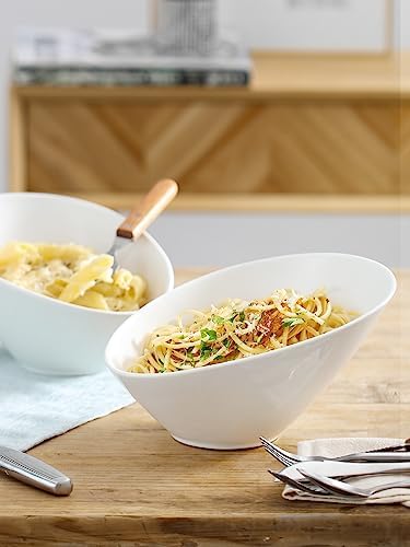 DOWAN 23 OZ Slanted Salad Bowls of 2 Packs - 9.5" Angled Serving Bowls