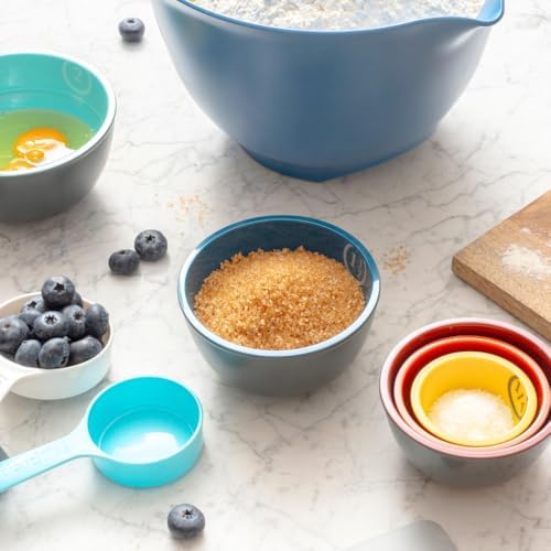 Prepara Two-Tone Melamine Pinch Bowls, Set of 5 with Measurement Lines