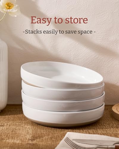 famiware Milkyway 33 oz Pasta Bowls Set of 4, White