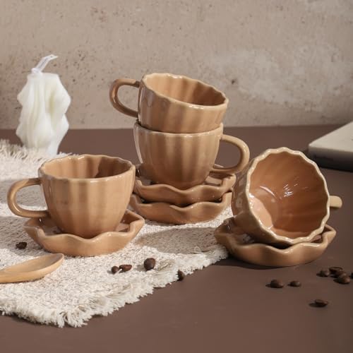 Cute Ceramic Double Espresso Shot Cups Set of 4 Tazas Para Cafe