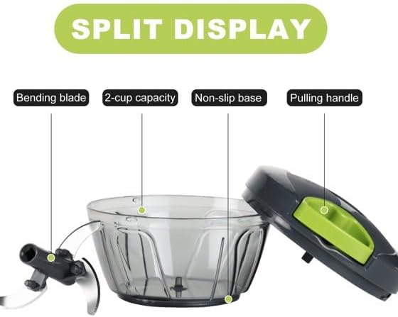 Manual Food Processor Vegetable Chopper, Portable Hand Pull String