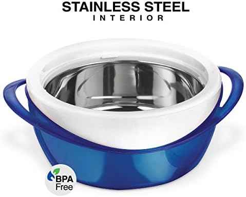 Pinnacle Insulated Casserole Dish with Lid 3 pc. set 2.6/1.25/.6 qt. Elegant Hot Pot Food Warmer/Cooler - Large Thermal Soup/Salad Serving Bowl- Stainless Steel –Best Gift Set for Moms –Holidays Blue