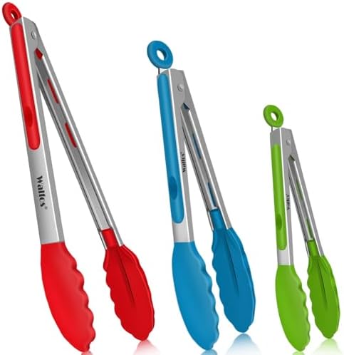 Walfos Silicone Tongs for Cooking, Set of 3