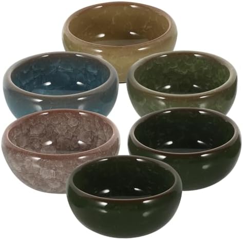 VICASKY 6pcs Essential Oil Mixing Bowl Spa Set Ice Cracked Ceramic
