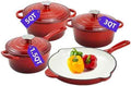 DVK Enameled Cast Iron Cookware Set 7 Piece Dutch Ovens Non-Stick