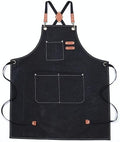 Multi-Pocket Waterproof Oil-Proof Canvas Cotton Apron Cross-Back