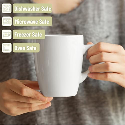 BTaT- Porcelain Coffee Mugs Set, 4 Pack, 12oz, White Ceramic Cups