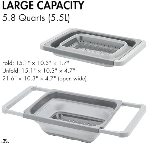 Hakan Collapsible Colander Strainer with Extendable Handles | 5.8 qt