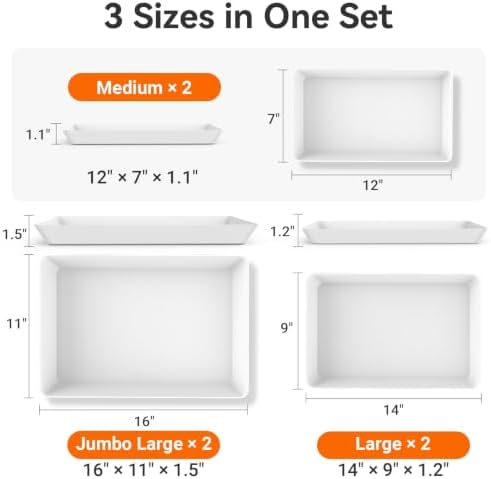 6-Pack Serving Tray in 3 Sizes, Serving Platter, Trays for Serving