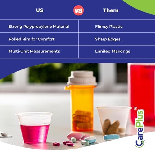 Care Plus Medicine Cups Disposable 1 oz, Plastic Measuring, 200 Count