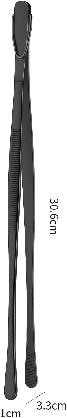 DEHOV 12 Inch Stainless Steel Black Cooking Tongs Set of 2, Metal Chef Food - Image 3