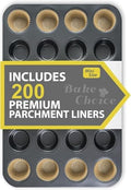 Bake Choice Mini Muffin Pan with 200 Cupcake Liners, Mini Cupcake Pans