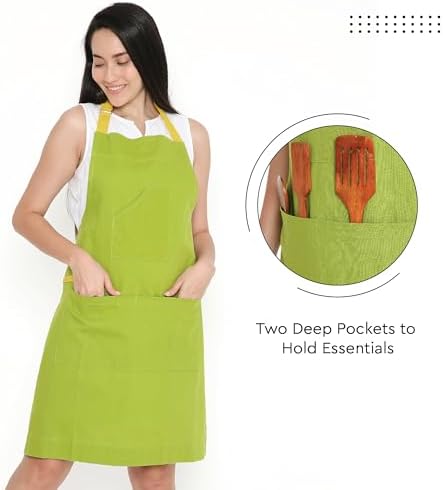Encasa XO Kitchen Apron with Pockets, Cooking Aprons for Women