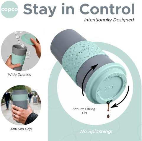 Copco Acadia Travel Mug with Lid, 16 Oz - Aqua & Gray, Set of 2