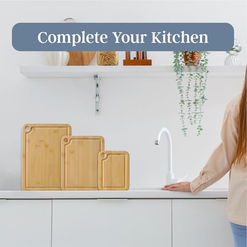 Totally Bamboo Cutting Boards for Kitchen with Juice Groove, Set of 3