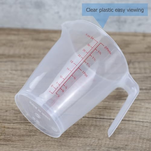 EIKS Measuring Pitchers, Clear Plastic Jugs Cups (1000mlx4)