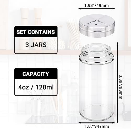 Segarty Spice Jars with Label Set, 3 Pack 4oz Glass Spice Jars with
