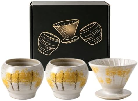 Autumn Tree Ceramic Pour Over Coffee Set with 2 Cups