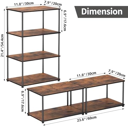 Countertop Spice Rack, 4-Tier Wood and Metal Organizer