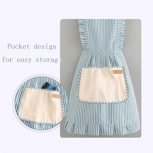 Cotton Kitchen Cooking Apron,Adjustable Neck Cute Chef Classic Striped