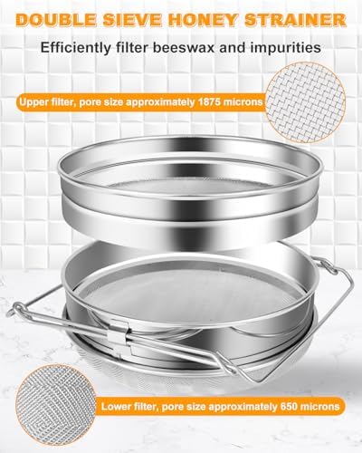 Stainless Steel Honey Strainer, Double Sieve Honey Filter, Honey