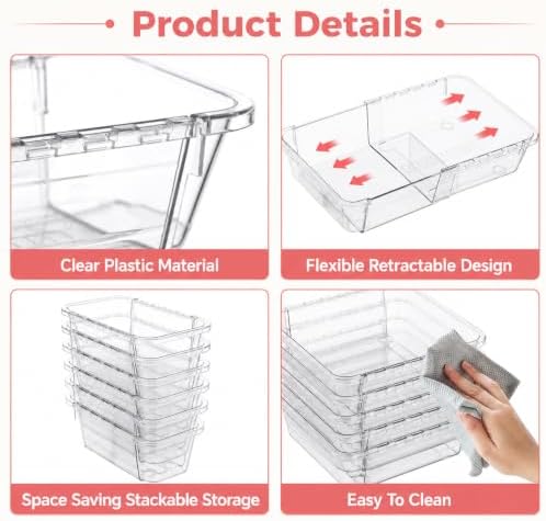 15 Pcs Expandable Drawer Organizer,Adjustable Drawer
