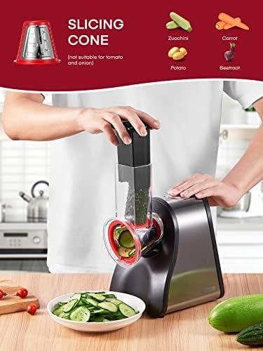 FOHERE Electric Cheese Grater and Salad Maker, Red