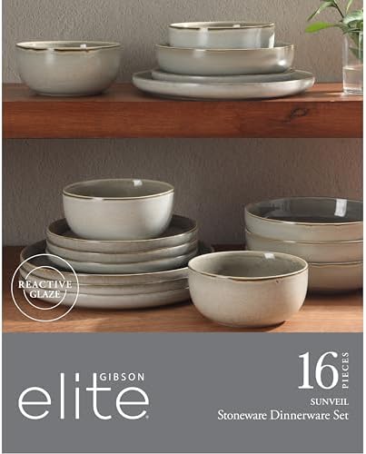 Gibson Elite Sunveil 16 Piece (Service for 4) Plates and Bowls