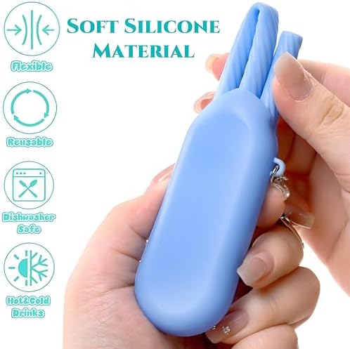 Set of 10 Silicone Collapsible Straws with Carrying Case