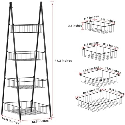 ETELI 4 Tier Metal Wire Basket Stand Triangular Freestanding Water