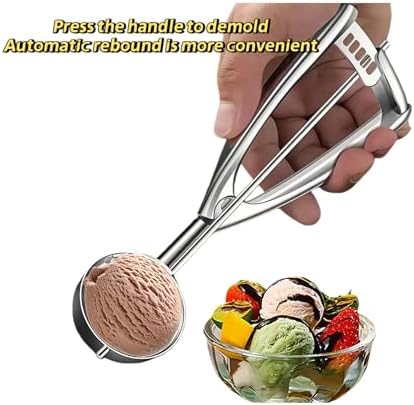 3Pcs Ice Cream Scoop,Stainless Steel Cookie Scoop Set with Trigger