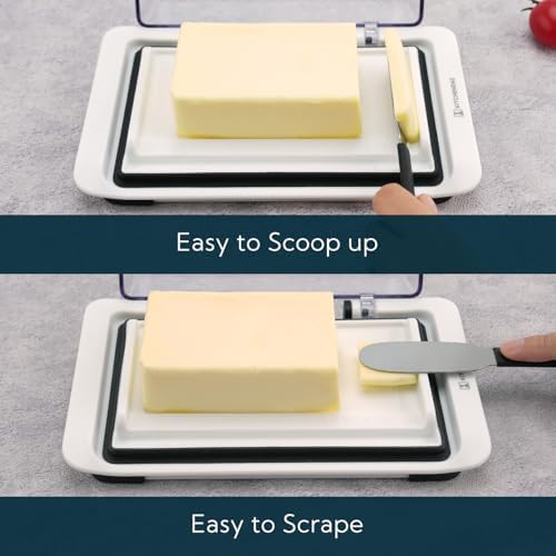 KITCHENDAO Airtight Flip-Top Butter Dish with Lid for Countertop and