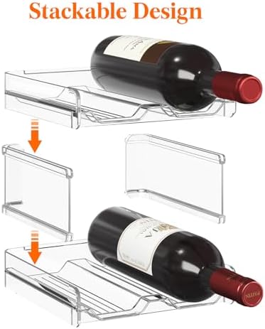 Lifewit Stackable Wine Rack for Cabinet, Plastic Refrigerator Wine