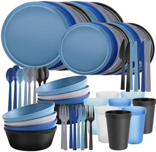 56 Piece Apartment Essentials Dinnerware Set, Stackable Space-Saving