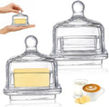 Dicunoy 2 Pack Glass Butter Dishes with Lids, Mini Butter Keeper